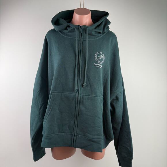 Victoria's Secret PINK Long Sleeve Full Zip Green Hoodie Sweatshirt Size XXL - Picture 1 of 9